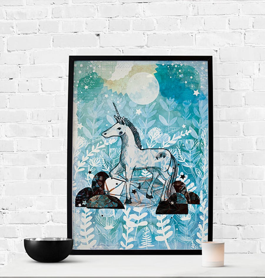 Unicorn Art Print - Unicorn- Children's Art - Gift- Unique Art -Illustration