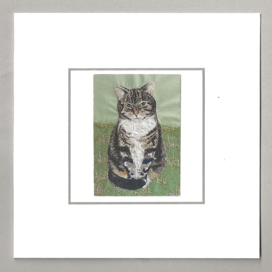 Tabby cat handmade card