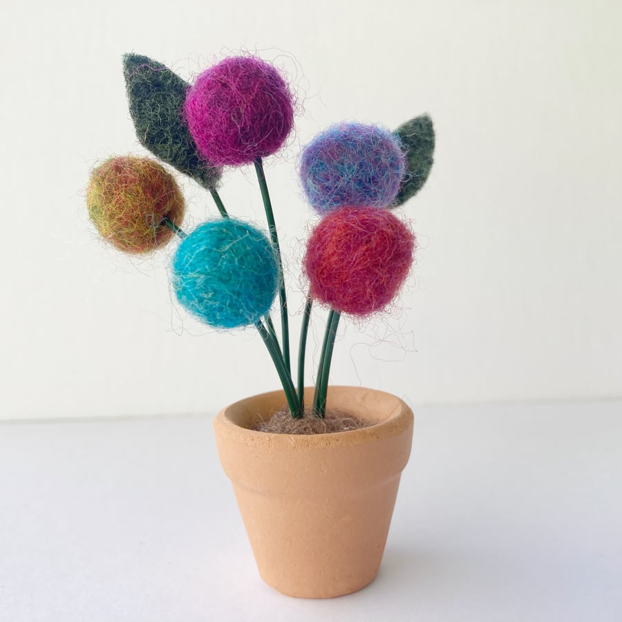 Little pot of colour - needle felted flower decoration 