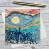 Embroidery print landscape art card, greetings card or any occasion card. 