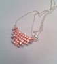 Hand Sewn Metallic Pink and Silver Beaded Pyramid Necklace, Gift for Her - Image 7