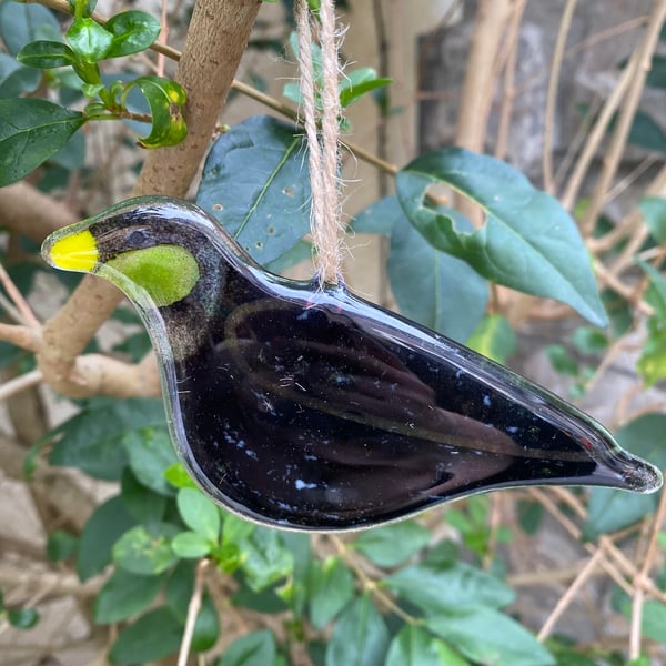 Fused Glass Birds, Sparrow bird lover gift, British bird, hanging bird