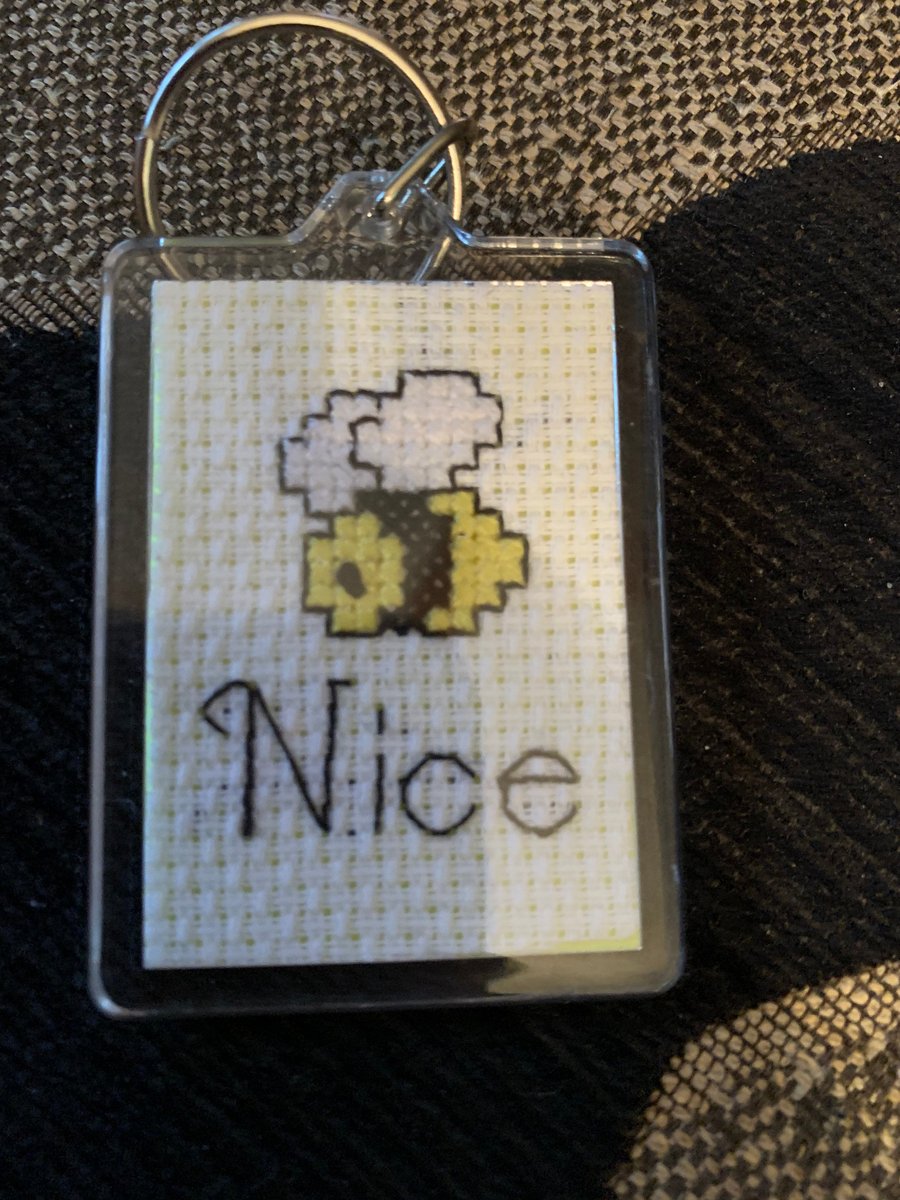 Bee nice cross stitched key ring