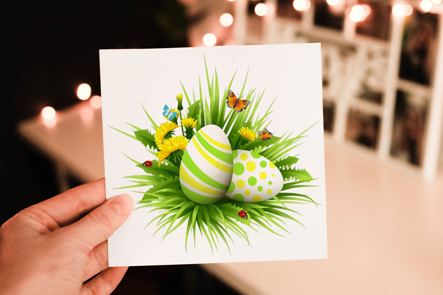 Happy Easter Egg Card, Custom Egg Easter Card, Personalized Card for Easter