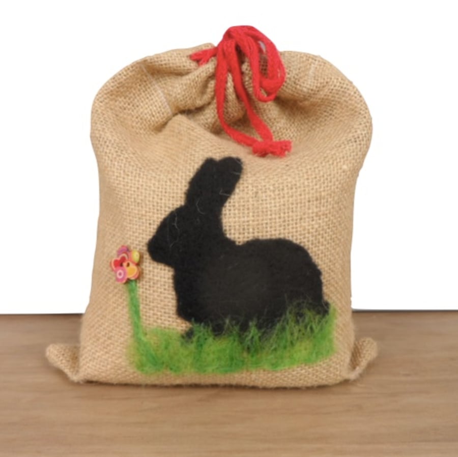 Doorstop, bookend or paperweight with needle felted rabbit