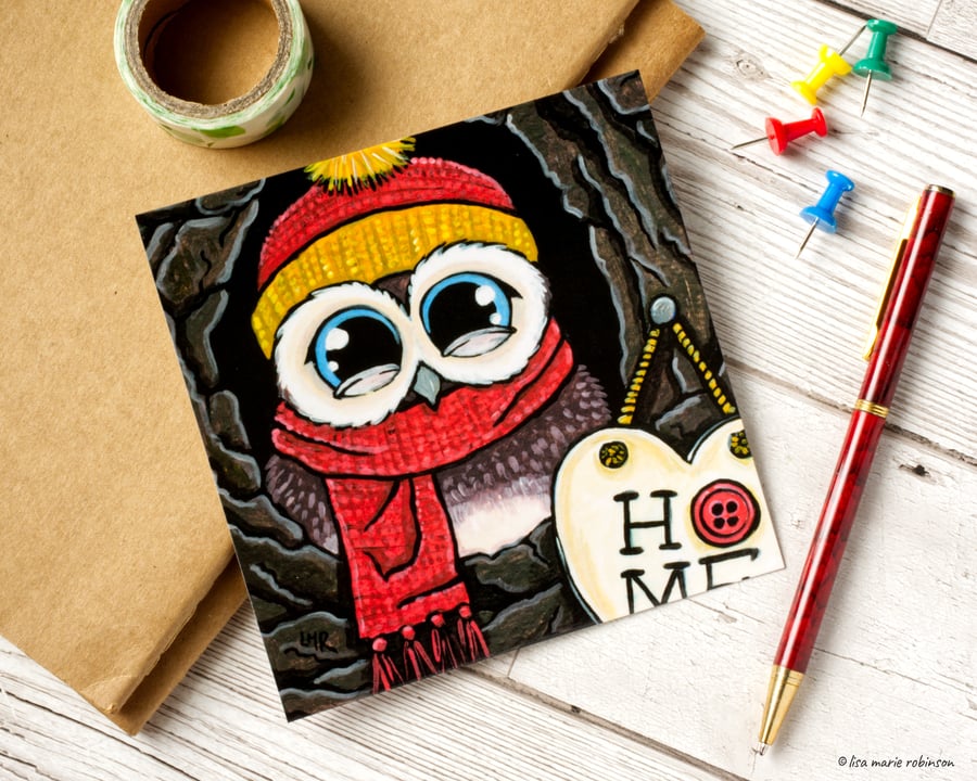 Home Sweet Home Owl Postcard