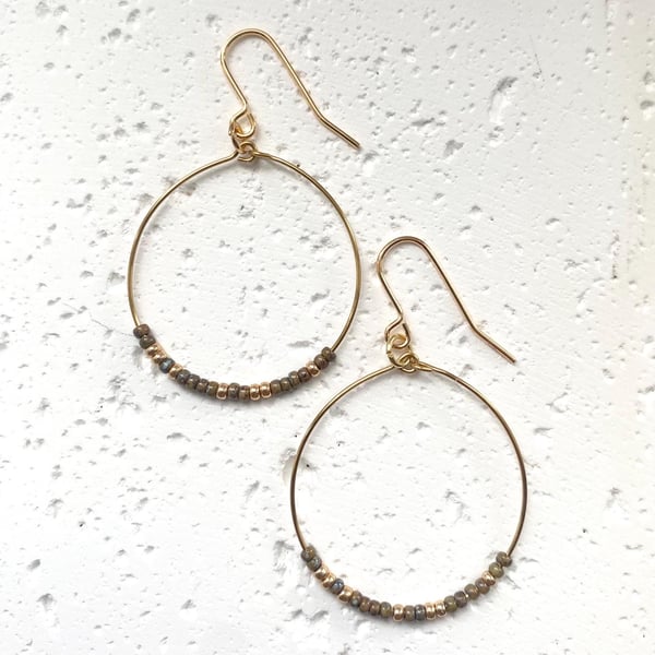 Large Miyuki Hoop Earrings - Earth