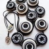 FY111 - BLACK AND WHITE - MODERN BUTTONS HANDMADE NECKLACE