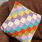 Handmade crochet scatter cushion colourful