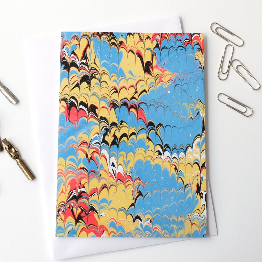  Eye catching marbled paper art greetings card non-pareil pattern