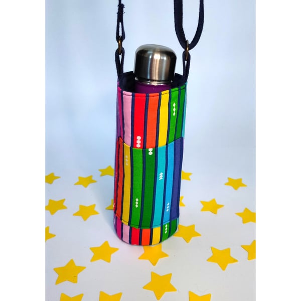 Rainbow Stripe Water Bottle Bag, Water Bottle Carrier, Water Bottle Holder