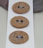 3 Medium Oval Light Sand Leaf Pattern Handmade Ceramic Buttons - Image 1