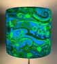 Pop Art Blue Green WATER MUSIC Jonelle 60s 70s Vintage Fabric Lampshade option  - Image 2