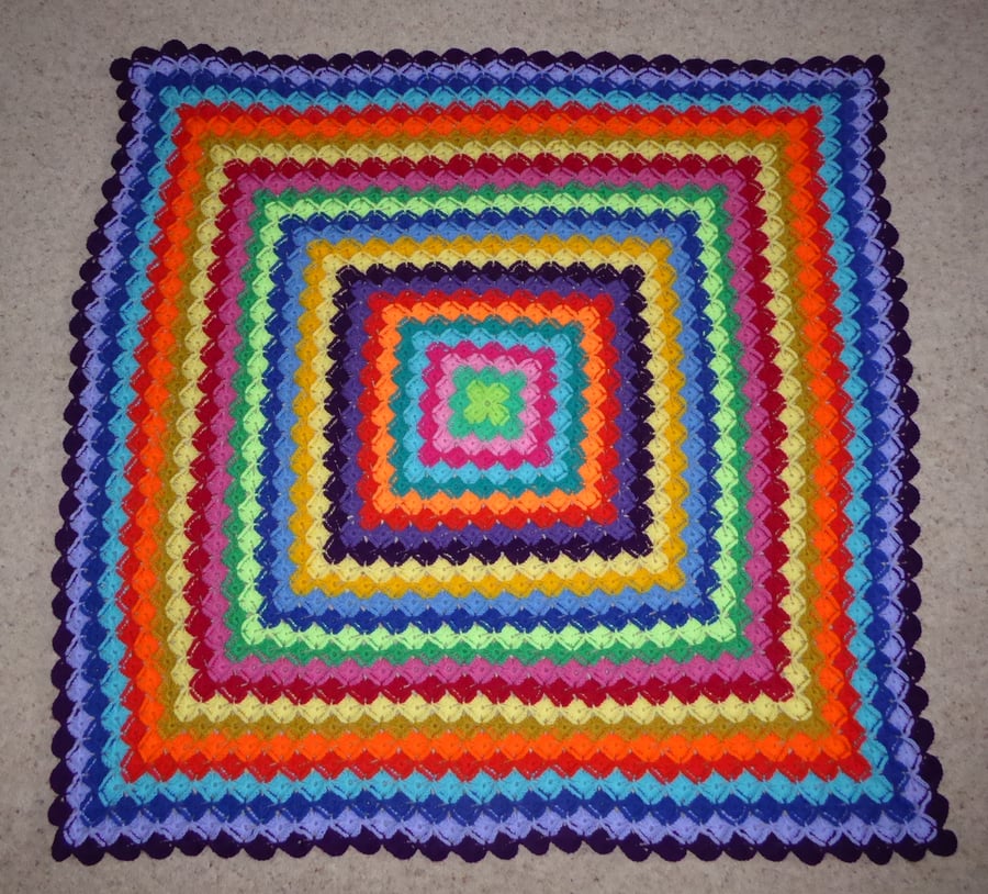 Crochet Lap Blanket. Crochet Throw. Baby Cot Blanket. Rainbow Blanket