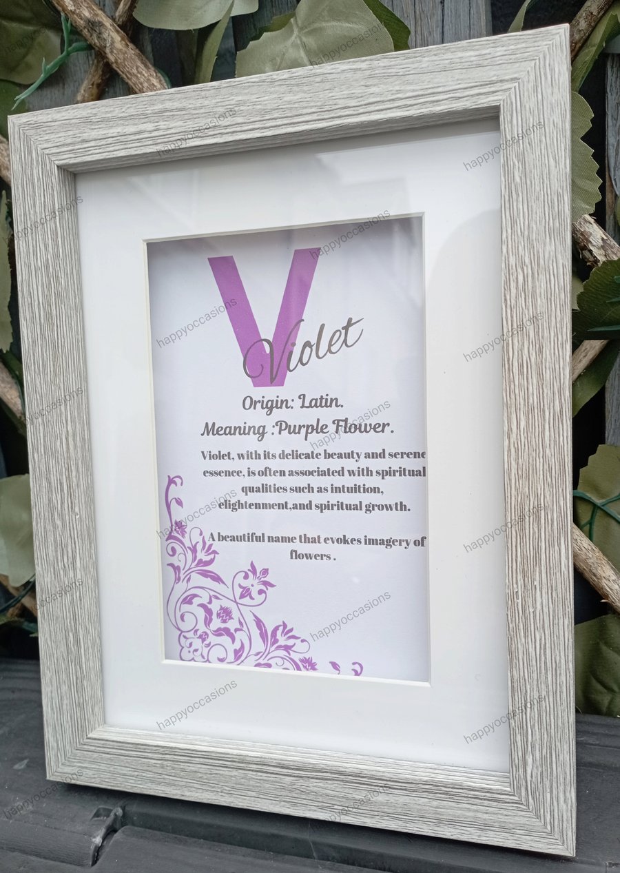 Violet name wall decor, the meaning of Violet, birthday gift for him, children's