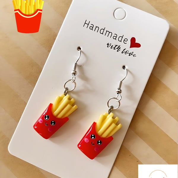 Fun French Fries Earrings, Quirky Jewellery, Chips, Fast Food