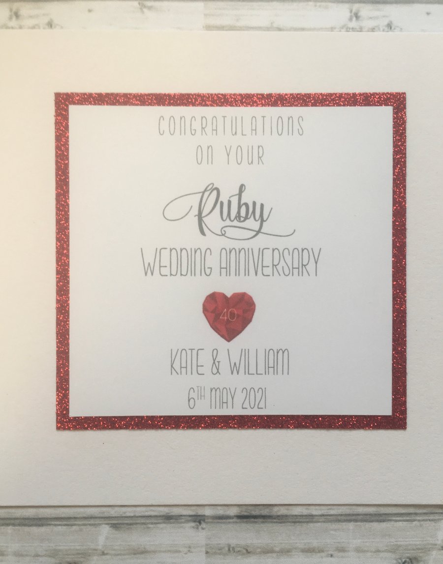 Happy Anniversary Card - personalised with names and date.