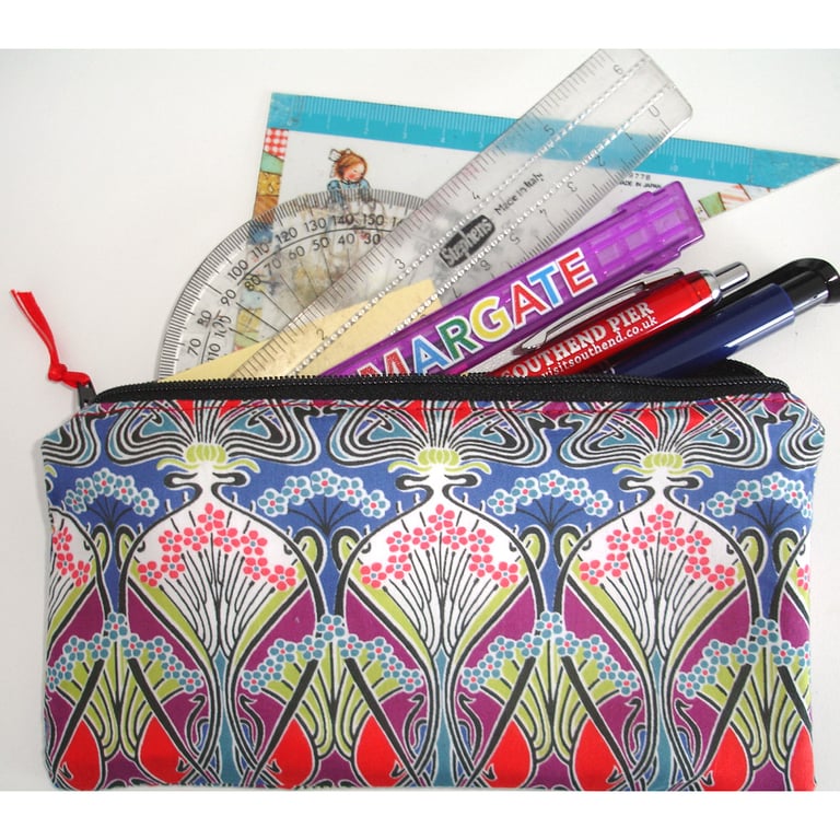 Purse Liberty Fabric Ianthe Red Art Deco Nouveau