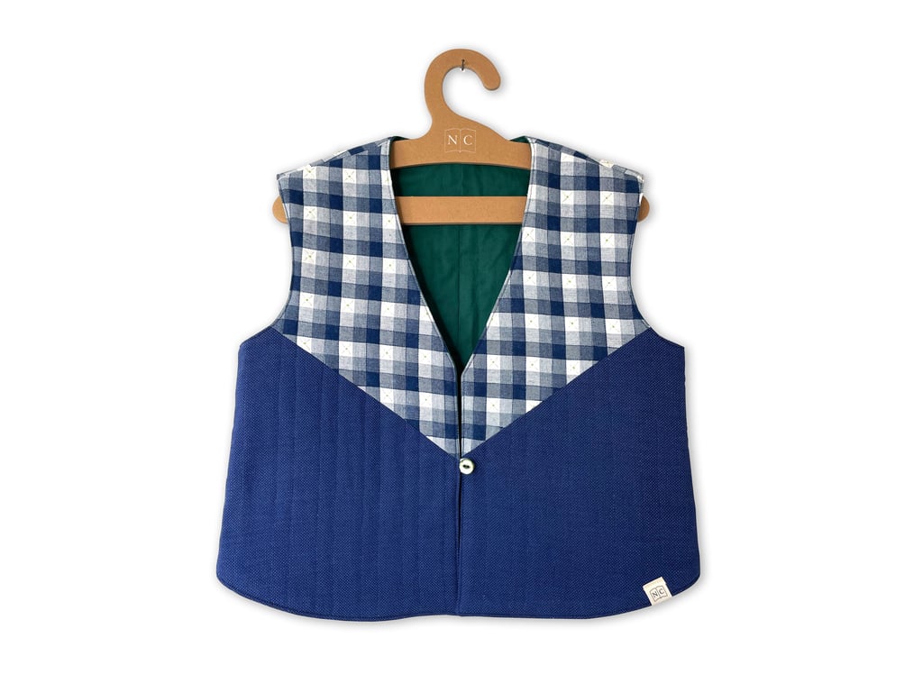 Spring Picnic Handmade Quilted Vest Floral Embroidery (Size Medium UK 12- 14)