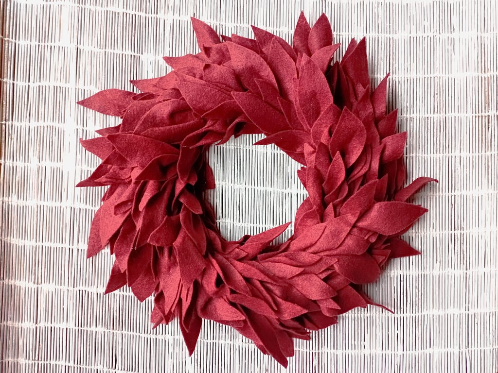 Christmas Wreath, Chestnut Brown Felt 'Leaves' Wreath, minimalist, simple.