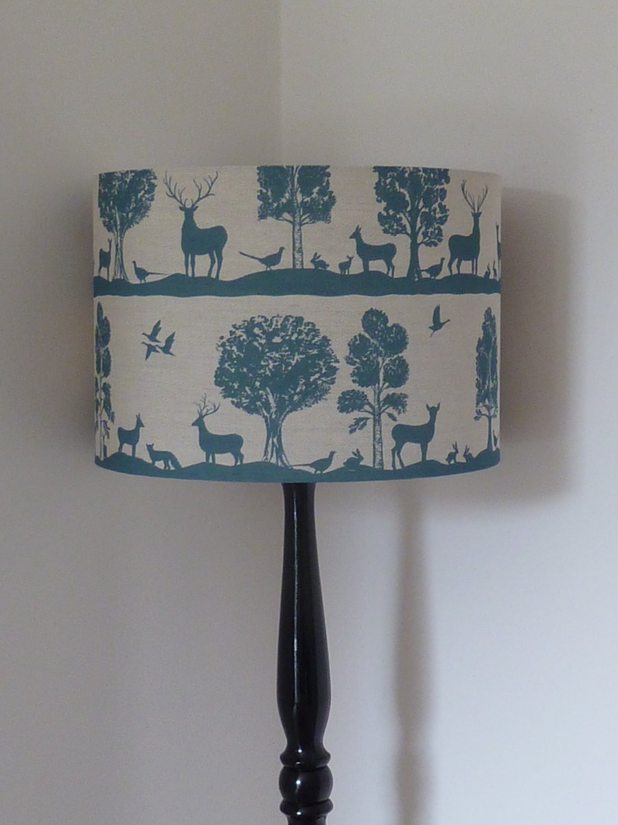 Drum Lampshade 40cm covered in Voyage Country Cairngorms fabric in azure