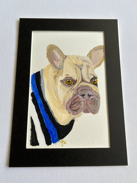 Original painting. French bulldog 5x7" pet portrait