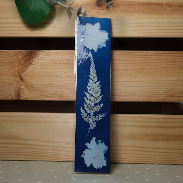 Cyanotype print bookmark.