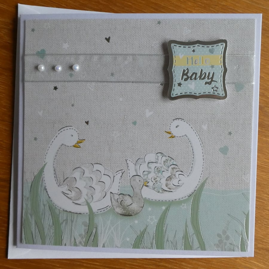 Swans with Cignet New Baby Card
