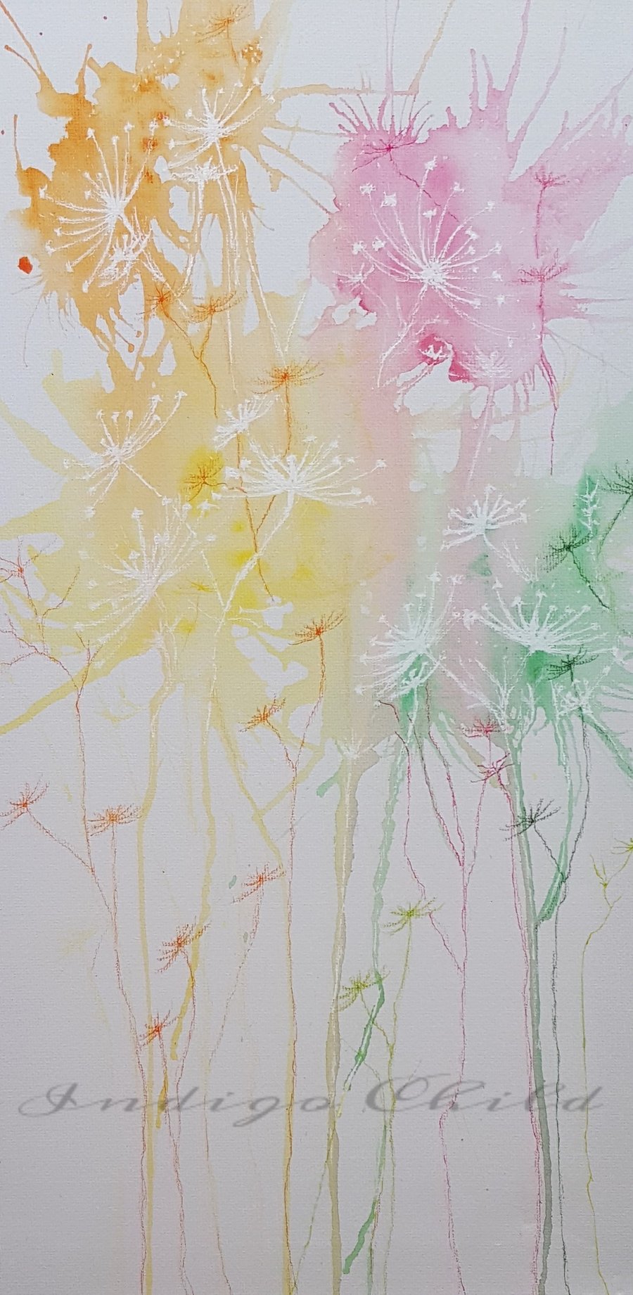 Drawing Pastel Dandilions On Canvas