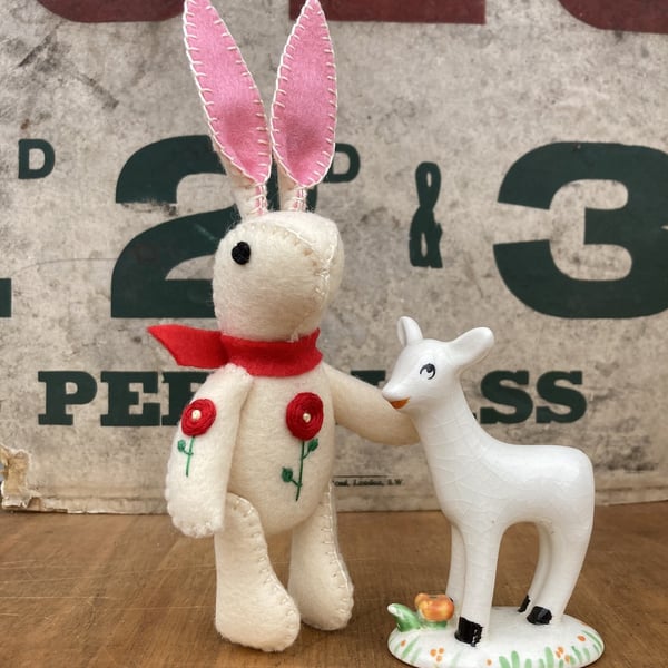 Cream Bunny The Little Hand Embroidered Felt Rabbit 