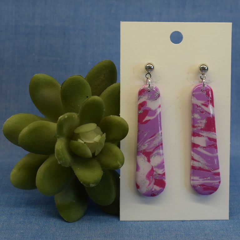 Long Marbled Drop Earrings
