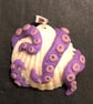 Creature Of The Deep Purple Polymer Clay Tentacle Pendant - Image 1