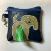 Embroidered Labrador Blue  faux leather dog poo bag ,dog walking,