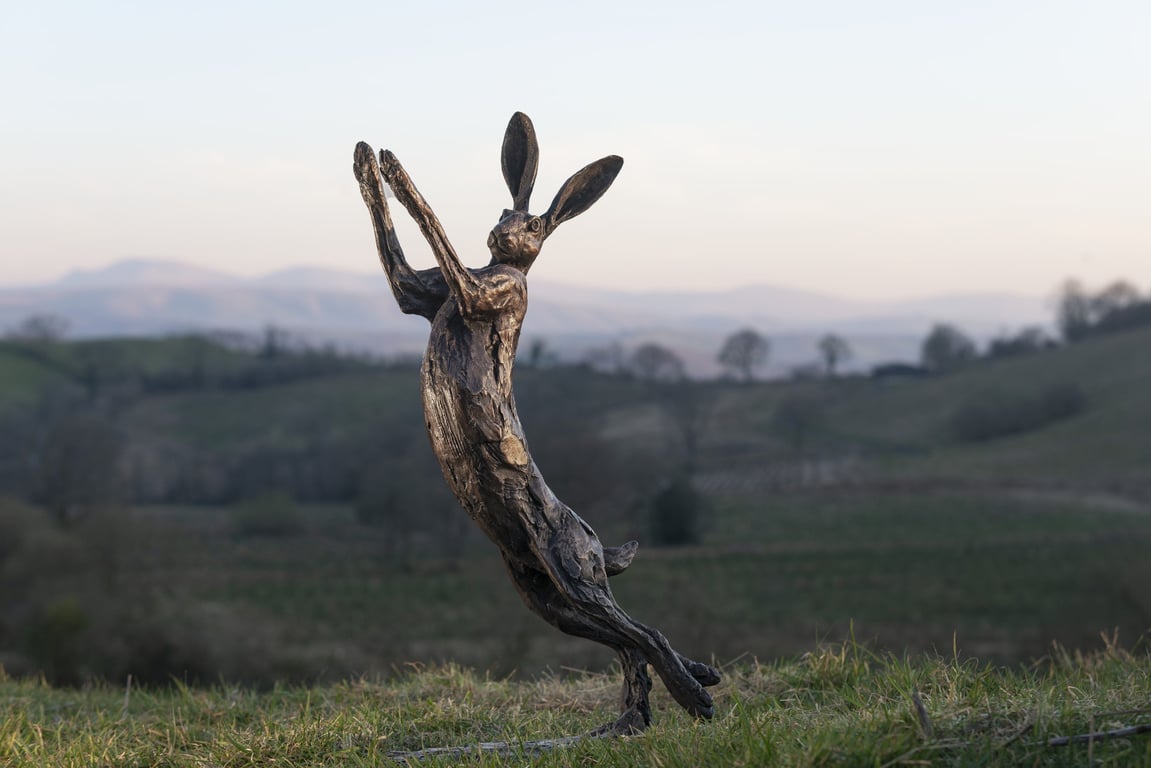 Foundry Bronze Spring Hare Statue Large Bronze Metal Garden Sculpture 