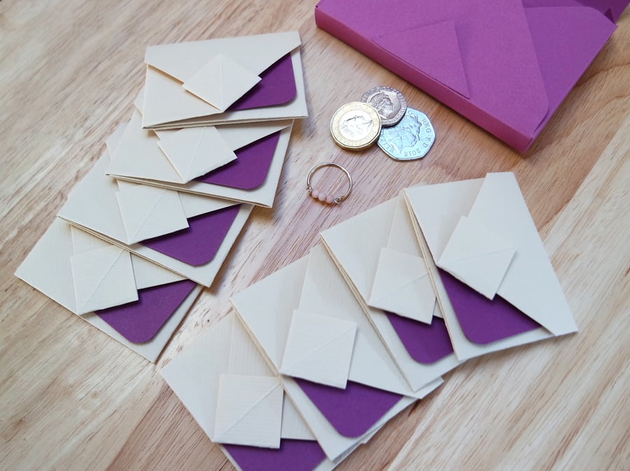 Mini Origami Envelope Set of 8 - purple violet lavender