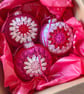 Crochet Christmas Baubles Set of 3 - Shades of Pink - Tree Decorations - Image 3