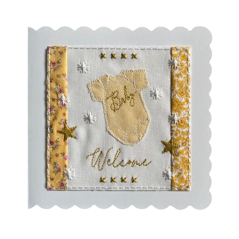 Embroidered Baby Welcome Card: Baby Textile Keepsake