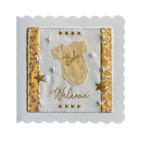 Embroidered Baby Welcome Card: Baby Textile Keepsake