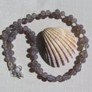 Grey Agate Gemstone Gothic Beaded Statement Necklace "Misty Dawn"