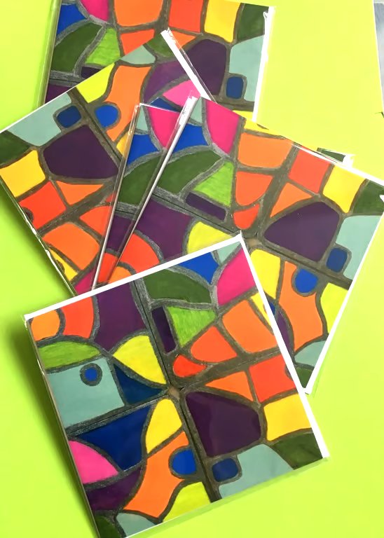 Square Greeting Card - stained glass effect