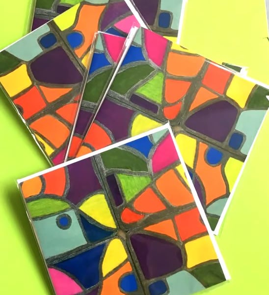 Square Greeting Card - stained glass effect