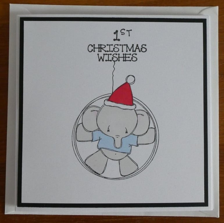 Personalised First  Christmas Card - Elephant
