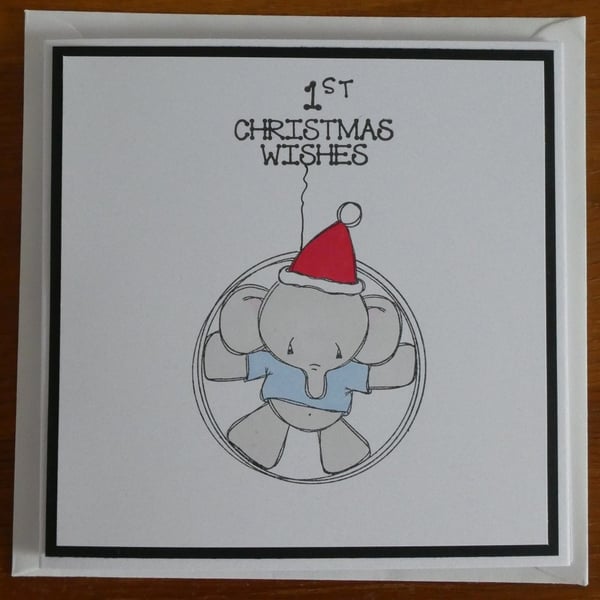 Personalised First  Christmas Card - Elephant