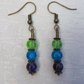 Gorgeous Green Spectrum Earrings - Bronze tone No18