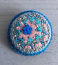 Hand Embroidered Blue Flower Brooch - Image 1