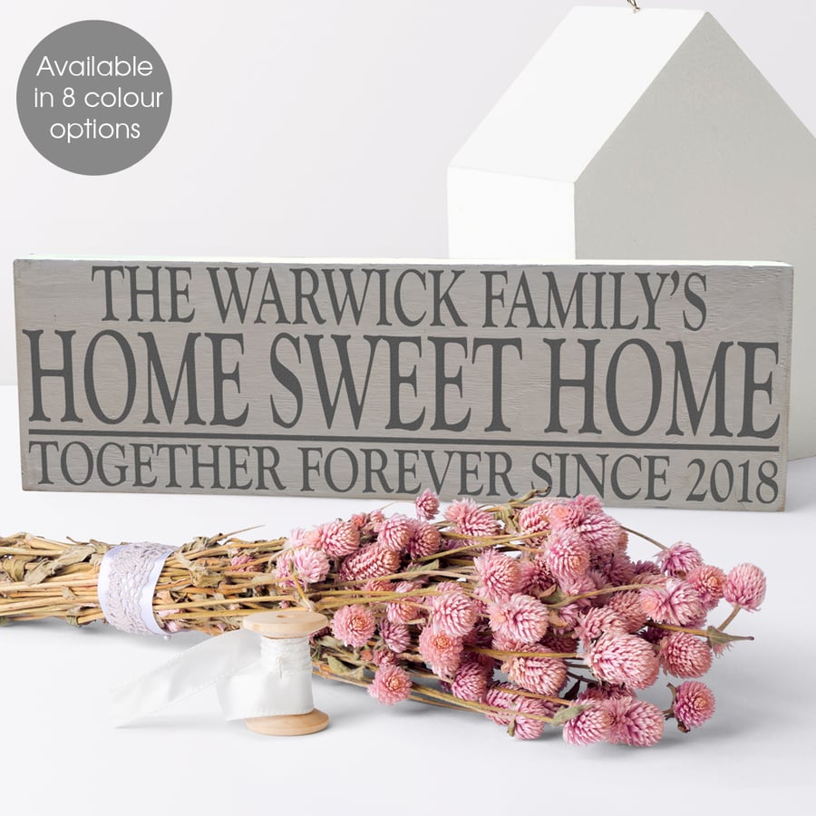 Home Sweet Home, personalised wooden house sign plaque, wedding anniversary gift