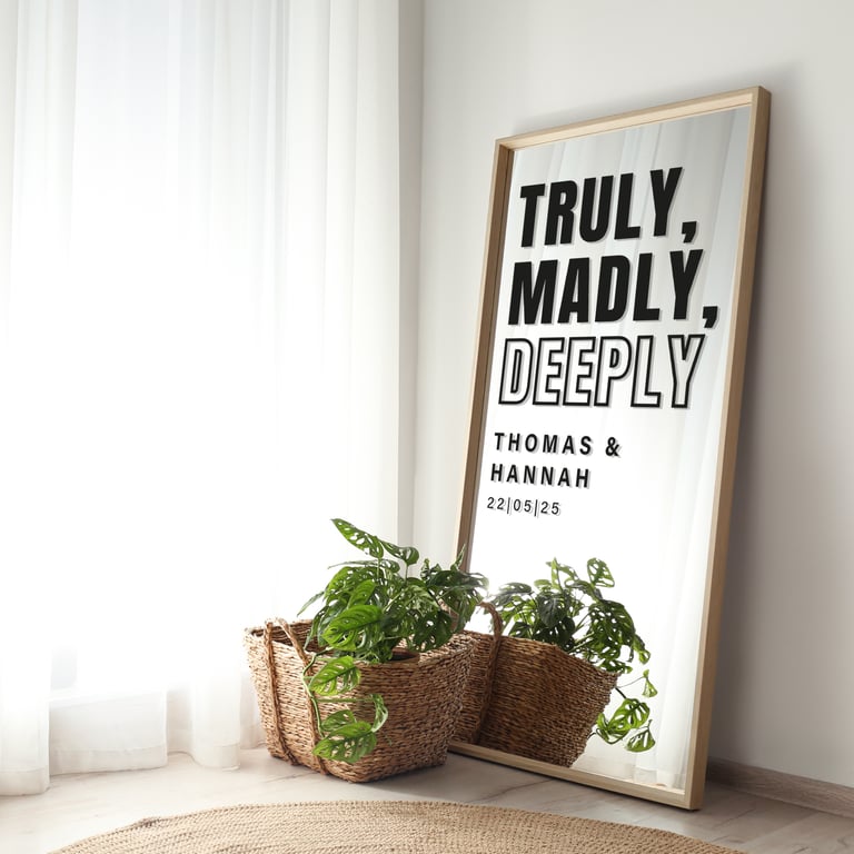 Truly, Madly, Deeply 04 Sticker: Custom Wedding Mirror Decal, Personalised Sign