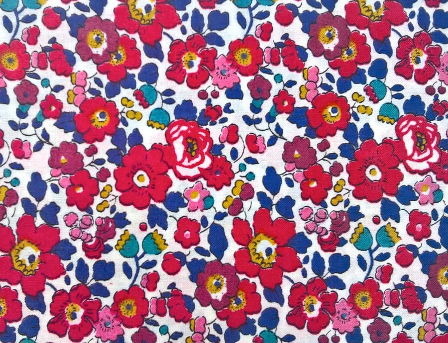 Liberty Fabric Scrap 10" Square : BETSY ANN Red White Floral