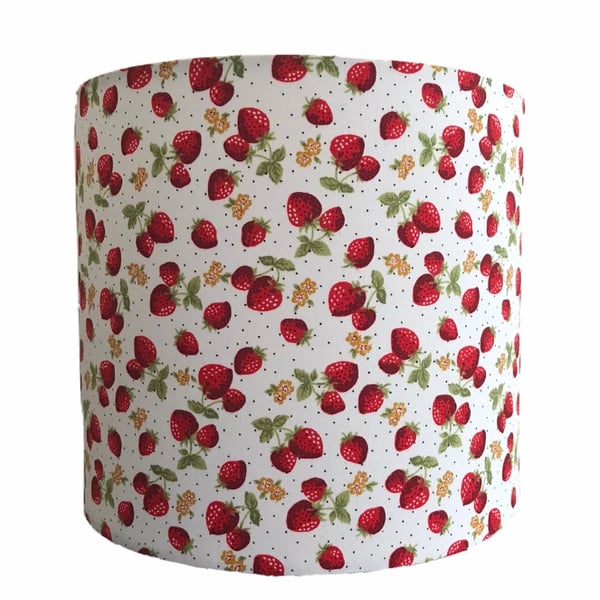 Handmade Vintage Lampshades in White with Strawberry Cotton Fabric