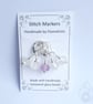 Lampwork Stitch Markers - Frosted White and Purple - Image 3